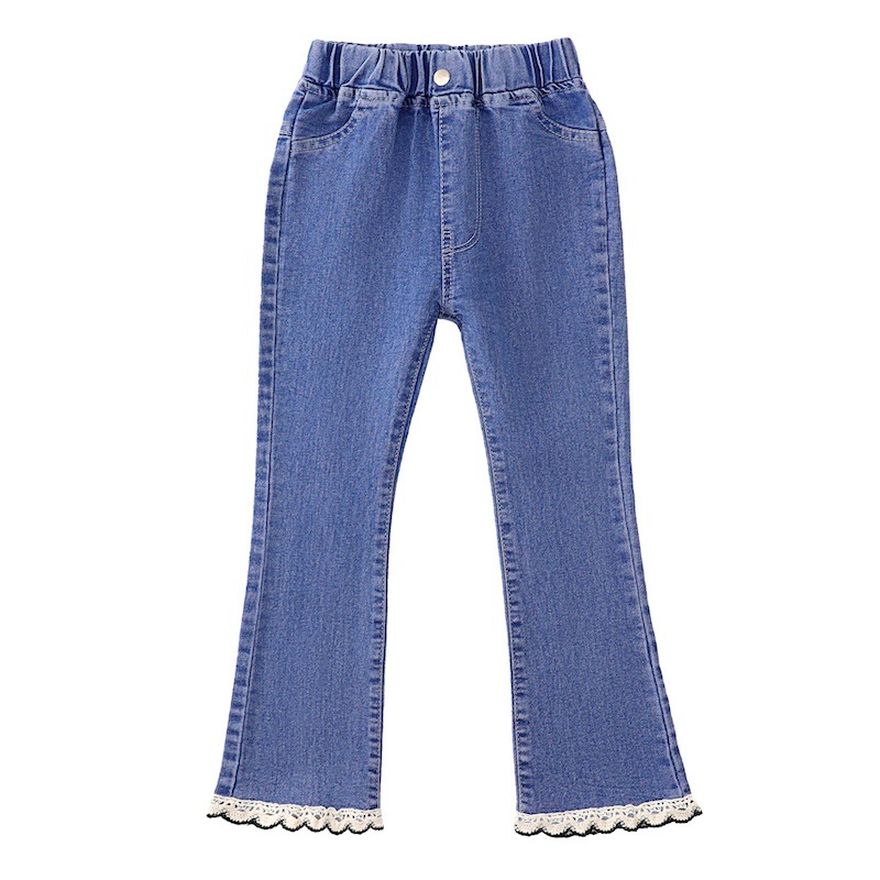 Girls' Jeans 2025 Spring & Fall New Slim Girls' Bell Bottoms Kidsren's Lace Outer Wear Kidsren's Long Pants Trendy