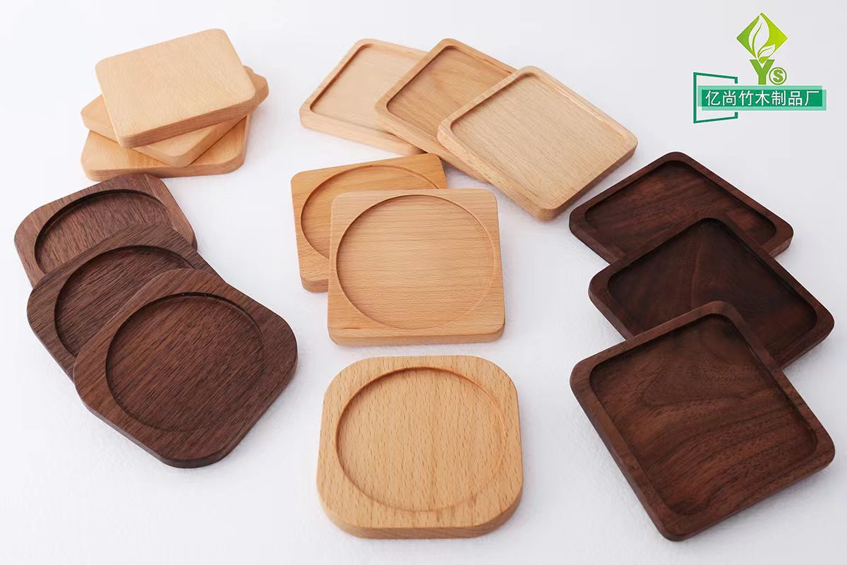 Solid wood coaster tea cup insulation pad black walnut cup holder Tea Table Plate Beech creative coffee Coaster Round Square