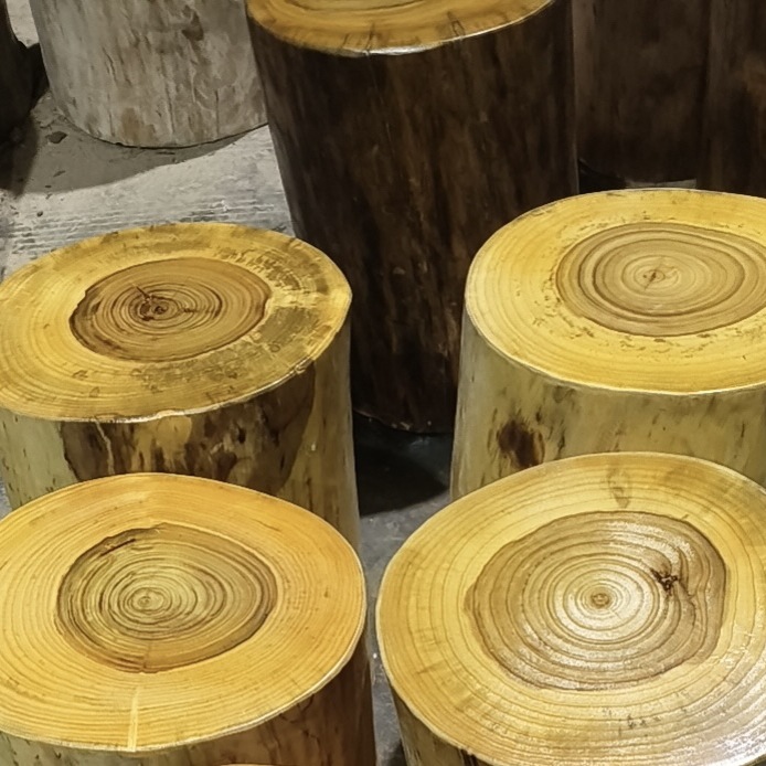Wholesale Wooden Stump Camphor Wood Tree Stump Log Stool Solid Wood Round Stool Shoe Changing Stool Tree Stump Large Wooden Pile Base Coffee Table