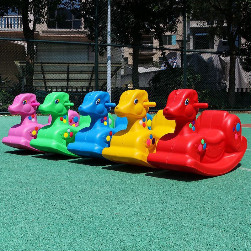 Kindergarten Plastic Rocking Horse Trojan Indoor and Outdoor Thickened Mount Children's Integrated Toy Mall Outdoor Trojan Horse