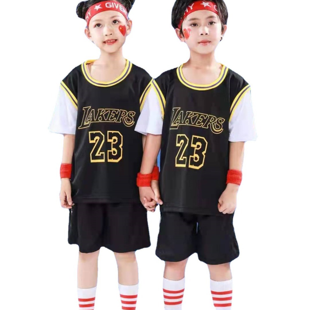 Parent-Child Adult Children suit Fake Two-Piece Junior High School Basketball Suit Kindergarten Performance Training Primary and Secondary School Students Short Sleeve