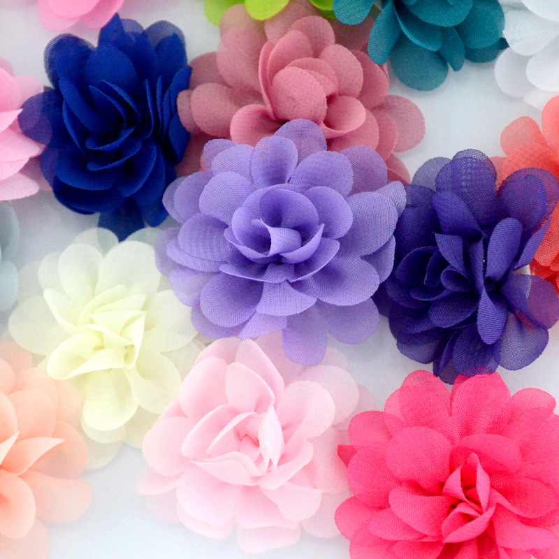 Foreign trade hot sale 5cm chiffon fabric small flower diy children's hair accessories headdress flower corsage shoes and hats accessories