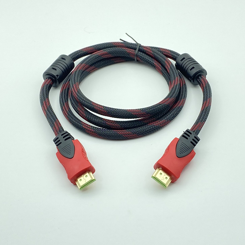 Red and black net gold-plated computer TV set-top box projector cable 1.5 meters 1.4 version HDMI HD line