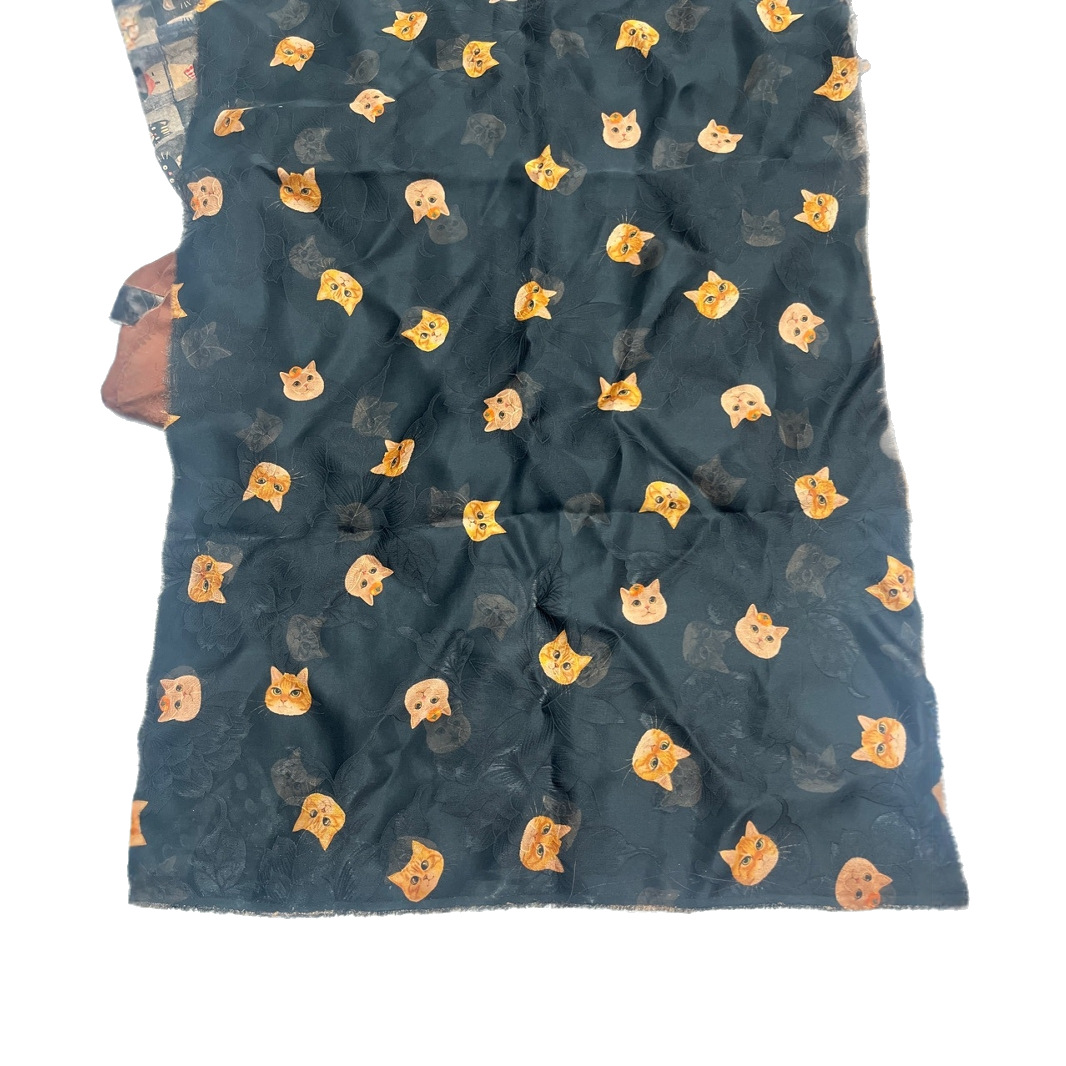 Heavyweight Imitation Fragrant Cloud Yarn Cartoon Cat Print Fabric Chinese Style Cheongsam Dress Children's New Year Outfit Jacquard Fabric