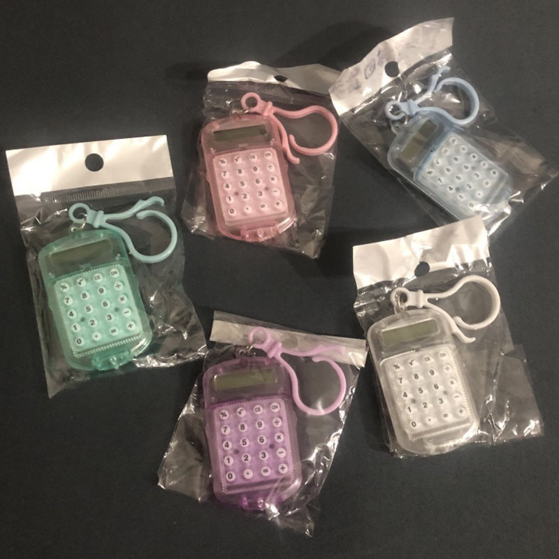 Mini Calculator Transparent Flip Keychain Quiet High Color Value Compact Portable Simple Student Examination Computer