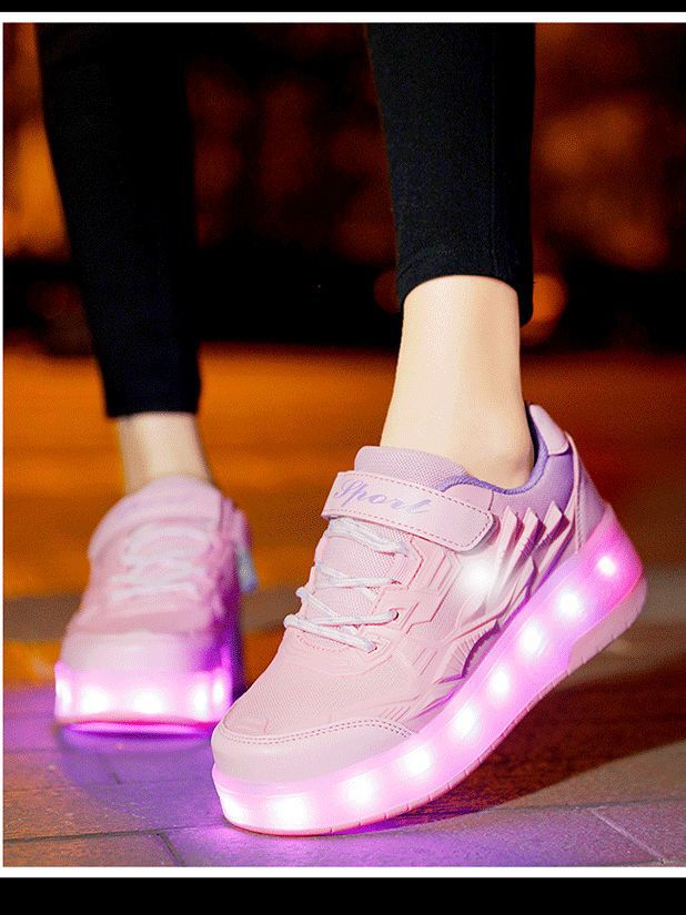 Children's heloo shoes summer two-wheel pulley shoes rechargeable invisible wheels adult skates source factory direct sales