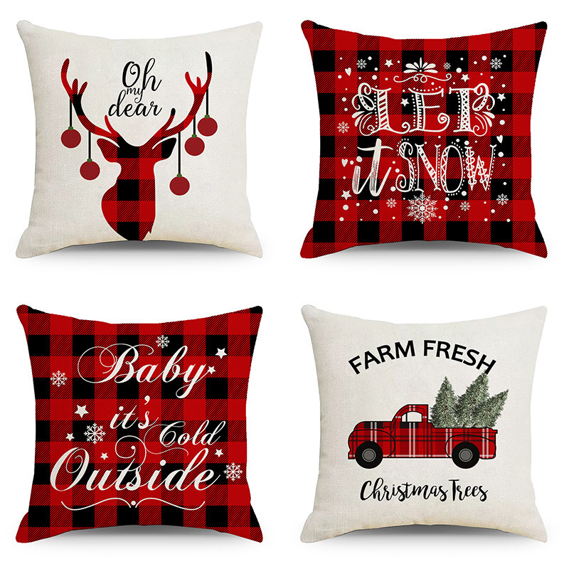 Christmas Pillowcase Linen Combination Pillowcase Home Living Room Sofa Decorative Pillowcase Car Lumbar Pillowcase