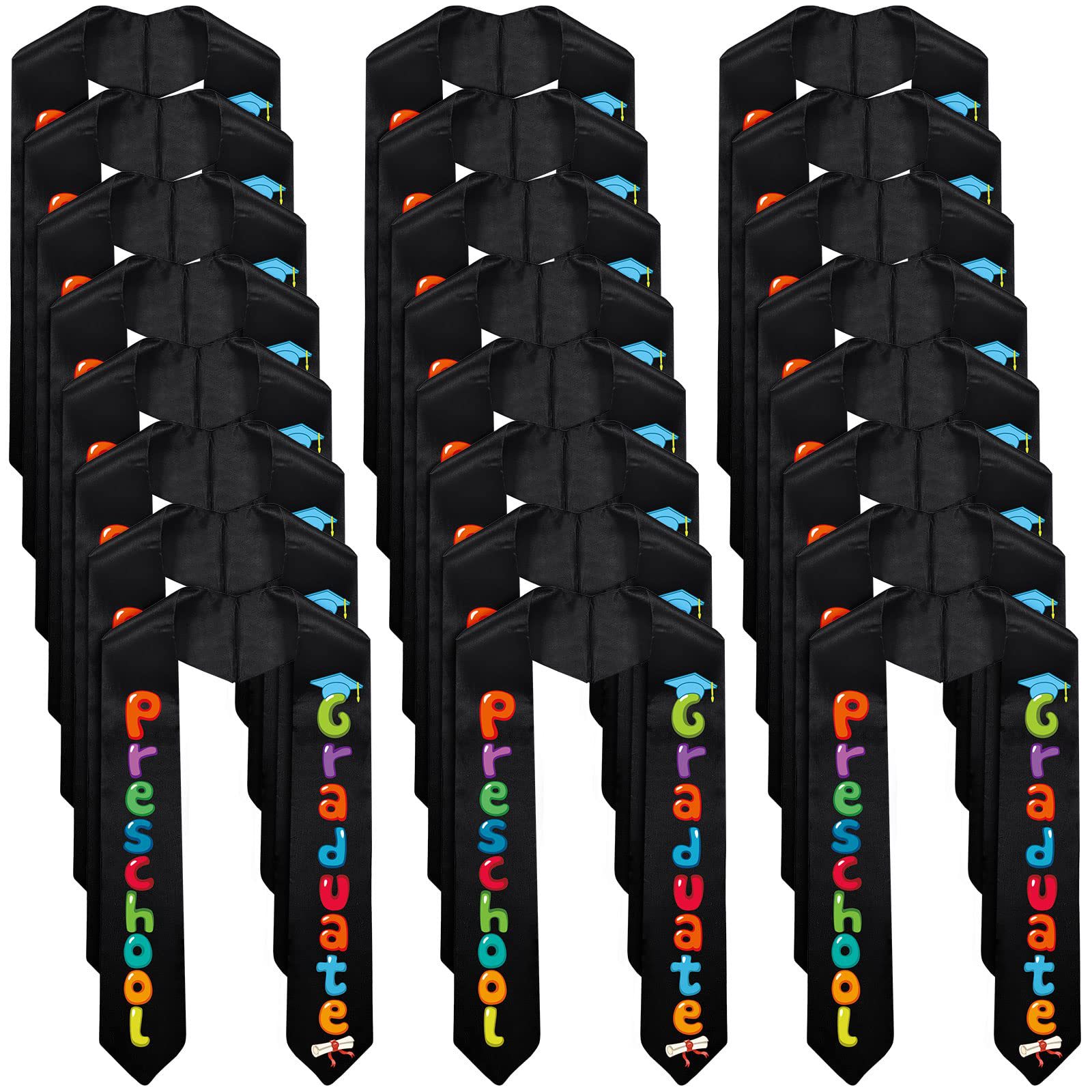 Cross-Border Graduation Season Children's Ribbon Etiquette Shoulder Strap Preschool Kindergarten Graduation Printed Honor Award Satin Shawl