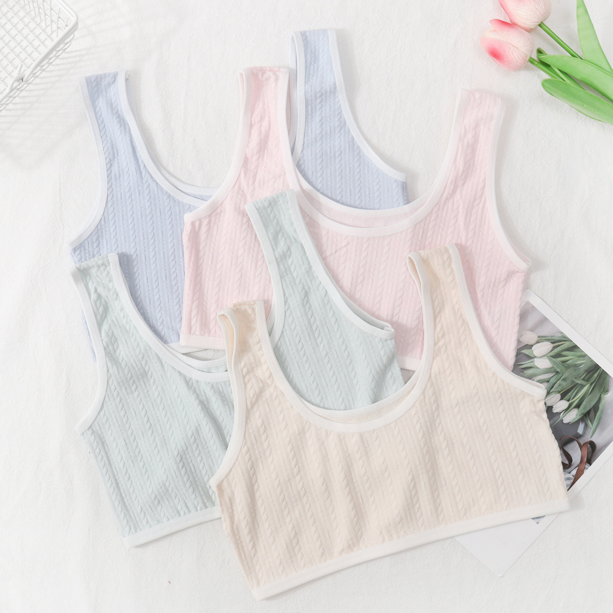 Бюстгальтер для девочек, новый хлопковый топ, майка для учащихся средней школы, летний топ для детей