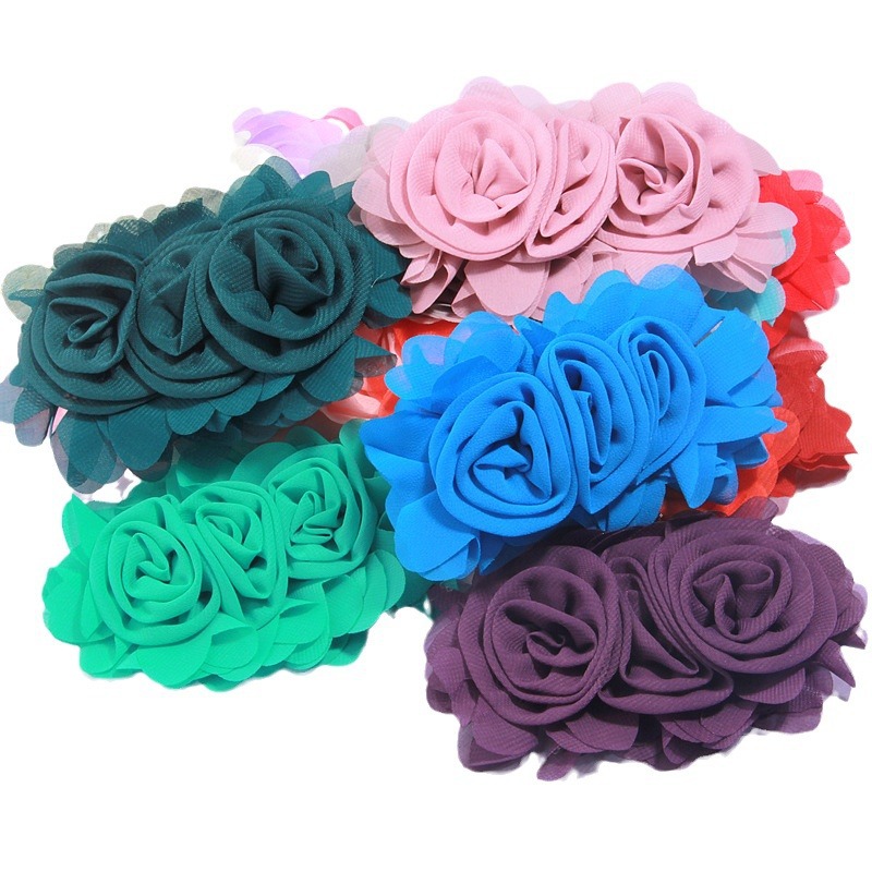 Europe and the United States hot new long chiffon head flower combination rose children's headdress clothing accessories 30 color spot
