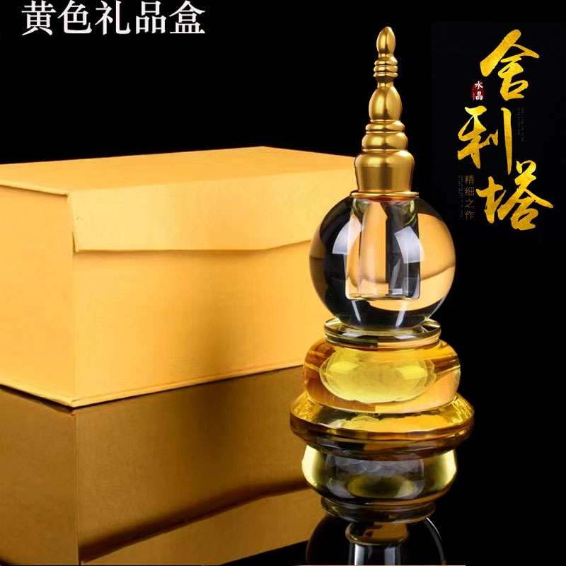 Factory wholesale crystal stupa stupa large Xizang pagoda ornaments 19cm tantric Bodhi Tower pure copper