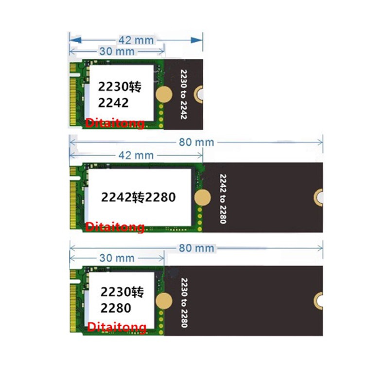 M.2 MVNE NGFF SSD 2230 to 2242 to 2280 SSD extension bracket adapter board/card