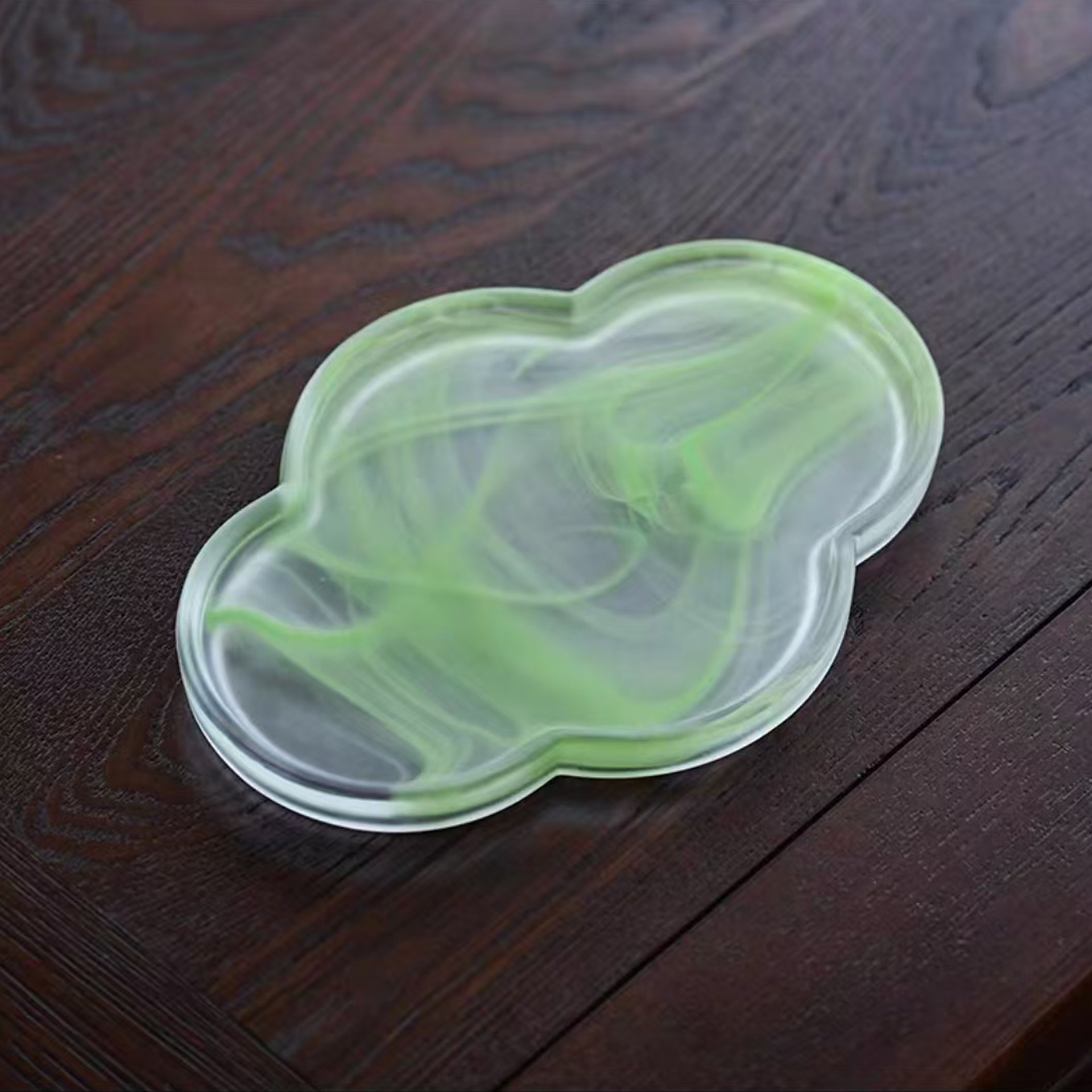 Household Ink Pot Bearing Frosted Glass Begonia Dry Soaking Table Pink Splash Ink Zen Tray Tea Set Accessories Small Tea Tray