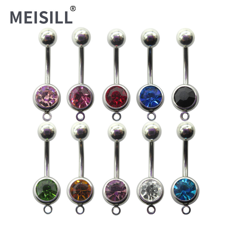 Кольцо для пупка из нержавеющей стали с одним бриллиантом, пирсинг, оптовая продажа