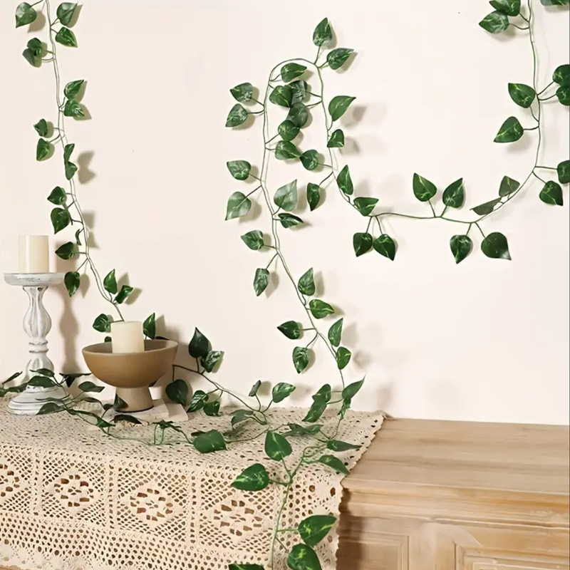 Artificial Climbing Vine with Fake Flowers, Plastic Leaves, Small Leaves Wrapped Around Green Plants, Ivy Home Decoration Vine