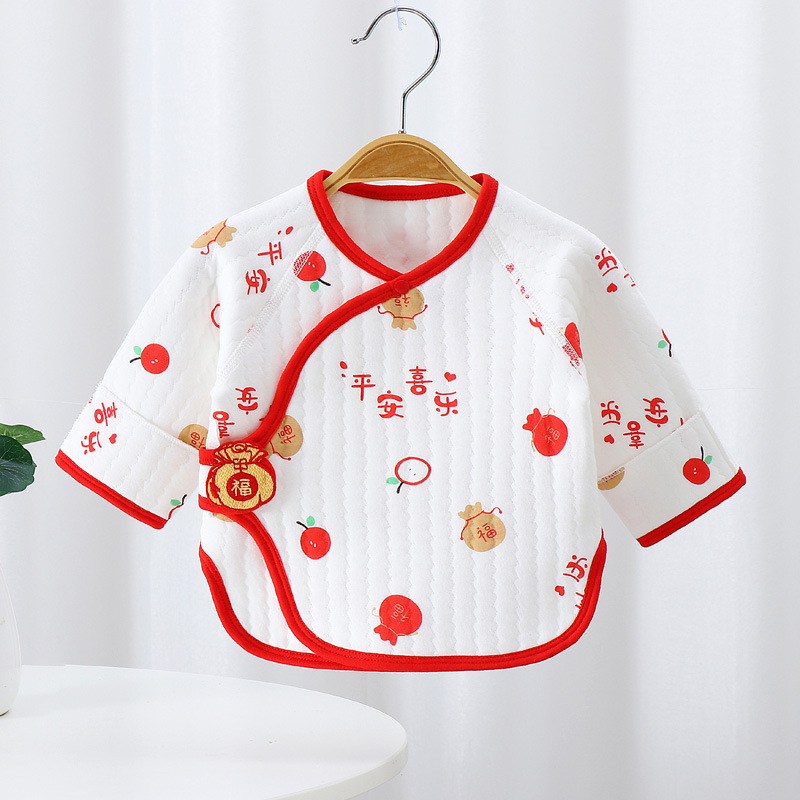 Baby Warm Half-back Clothes Newborn Class A Boneless Monk Clothes 0-3 Months Air Cotton Single Top for Production