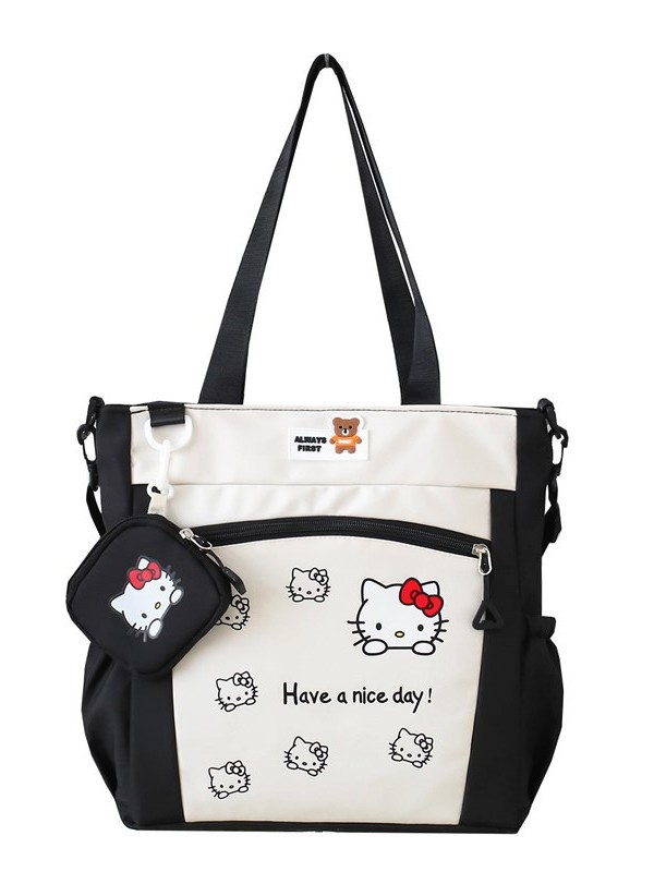 New Cartoon Crossbody Bag Women's Large Capacity Student Class Tram Bag Japanese Style All-match Girl's Color Contrast Handbag Trendy