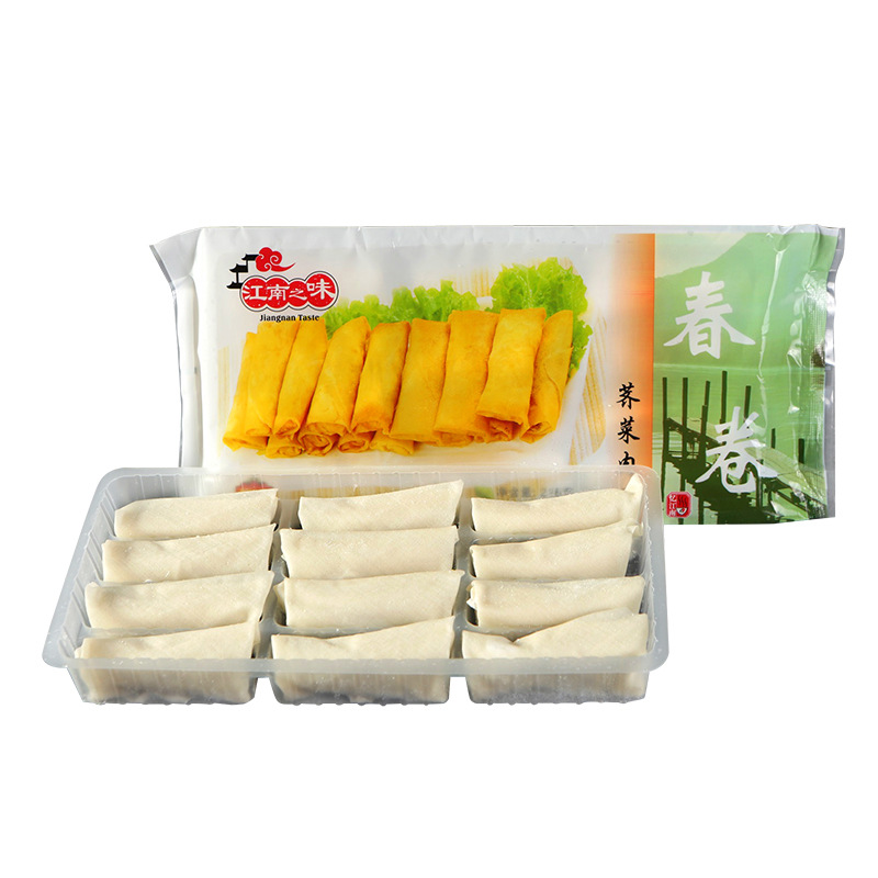 Jiangnan's Flavor of Shepherd's Purse, Shredded Pork, Three-Shot Spring Rolls, Frozen and Fried Semi-Finished Snacks, Suzhou Traditional Snacks and Refreshments