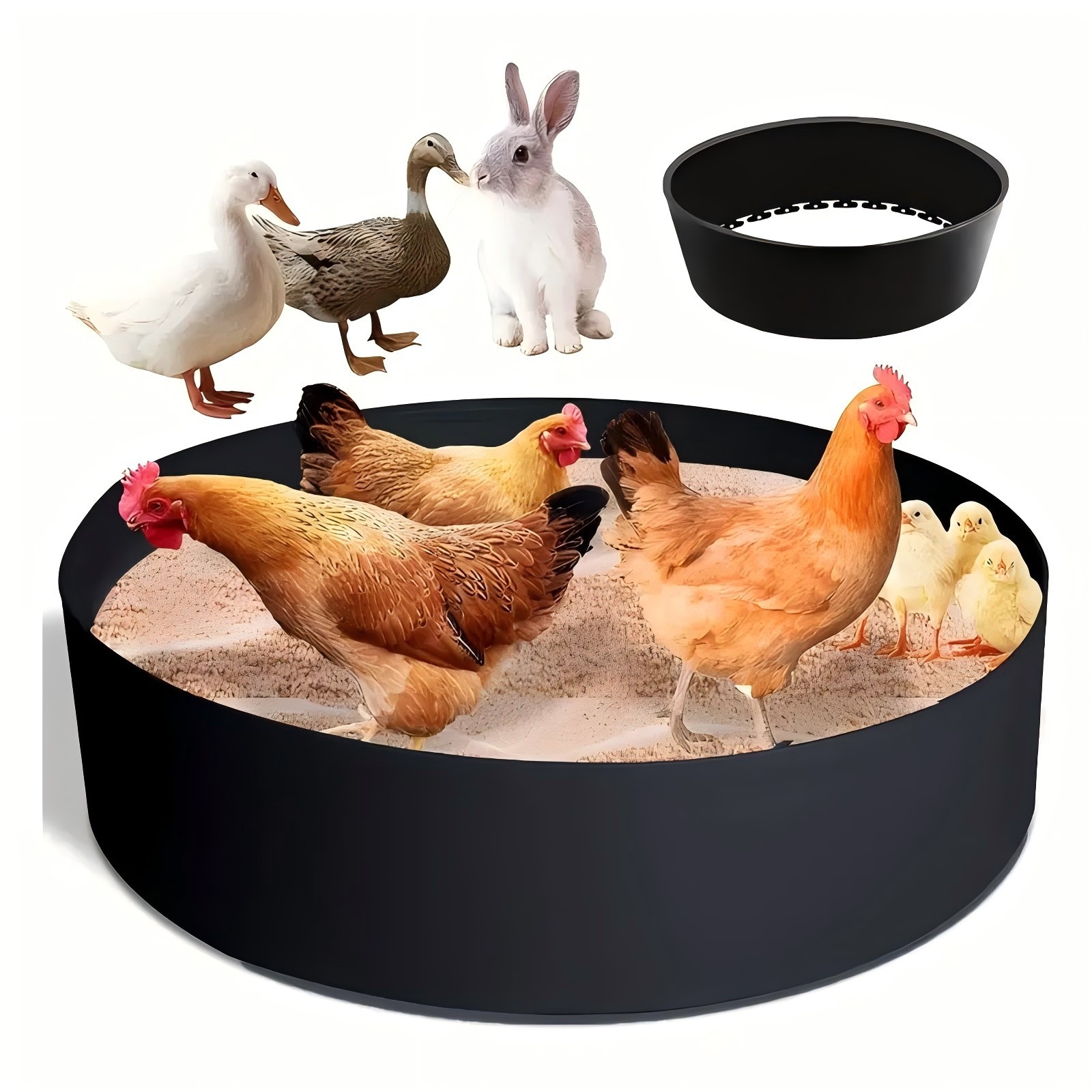 25inch Bottomless Chicken Dust Bath Tub, Pe Material, Adjustable Chicken Dust Bath, Essential for Coop Cleaning Containers
