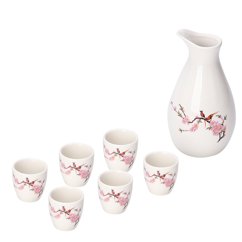Lingjiu ceramic wine set, 6 cups, simplified suit wine pot, wine separator, e-commerce winery activity gift