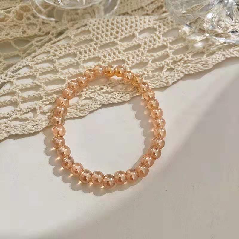 Anti-abrasion Scratch Glass Beads Buddha Beads Bracelet High-Grade 8mm Champagne Color Bracelet Anti-discoloration Crystal Bracelet
