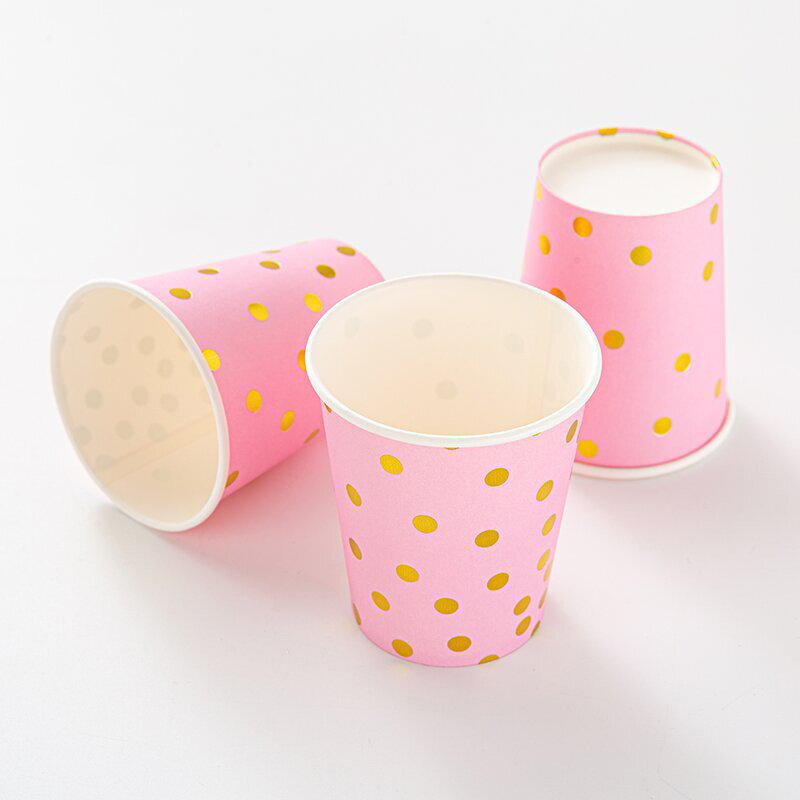 Bronzing Polka Dot Set Polka Dot Birthday Tableware Disposable High-end Dinner Plate Dispensary Plate Paper Cup Tissue Supplies