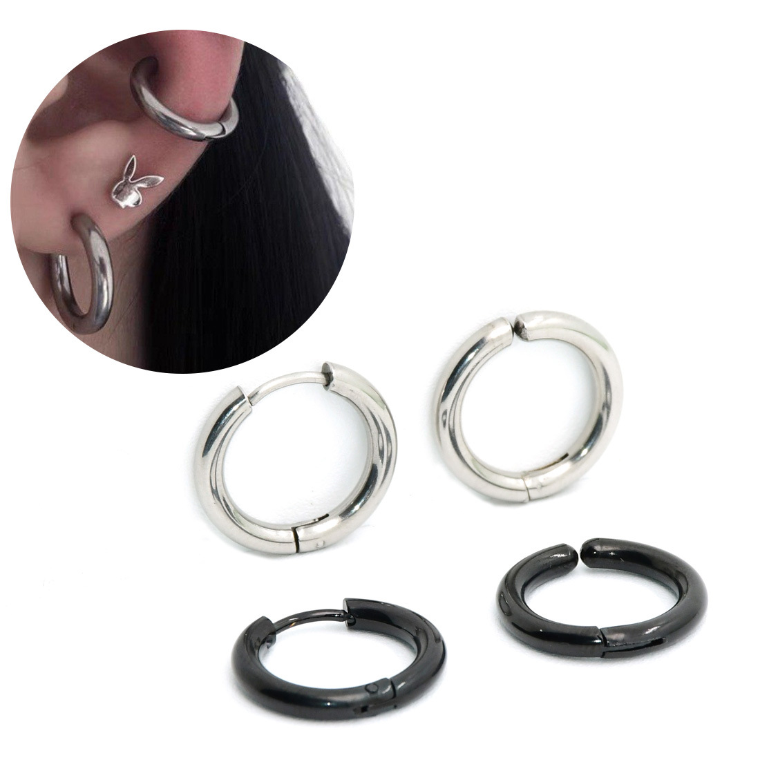 European and American Cross-Border Supply Stainless Steel Earrings Simple Earrings Piercing Earrings Earrings Ear Buckle Jewelry Source Factory