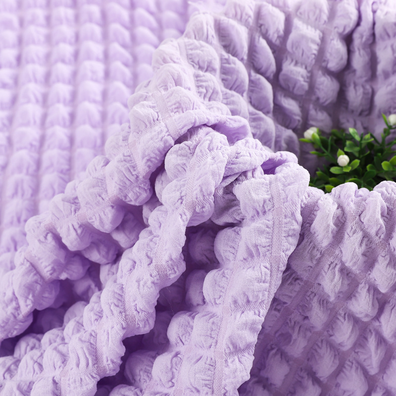 Three-dimensional bubble lattice stretch polyester fabric 250g plain clothing bags pillow waffle bubble fabric wholesale