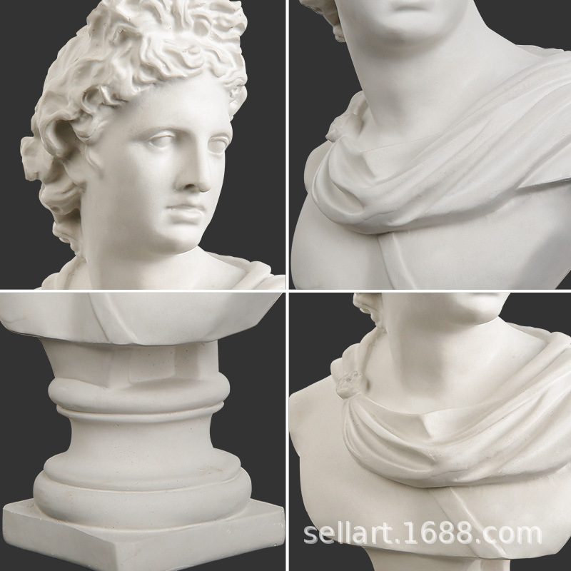 Aproplaster statue head portrait Apollo chest statue art sketch figure portrait sketch decoration model statue
