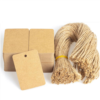 Kraft Paper Rectangular Blank Tag Hemp Rope Halloween Christmas Thanksgiving Bookmark Handmade Snack Tags