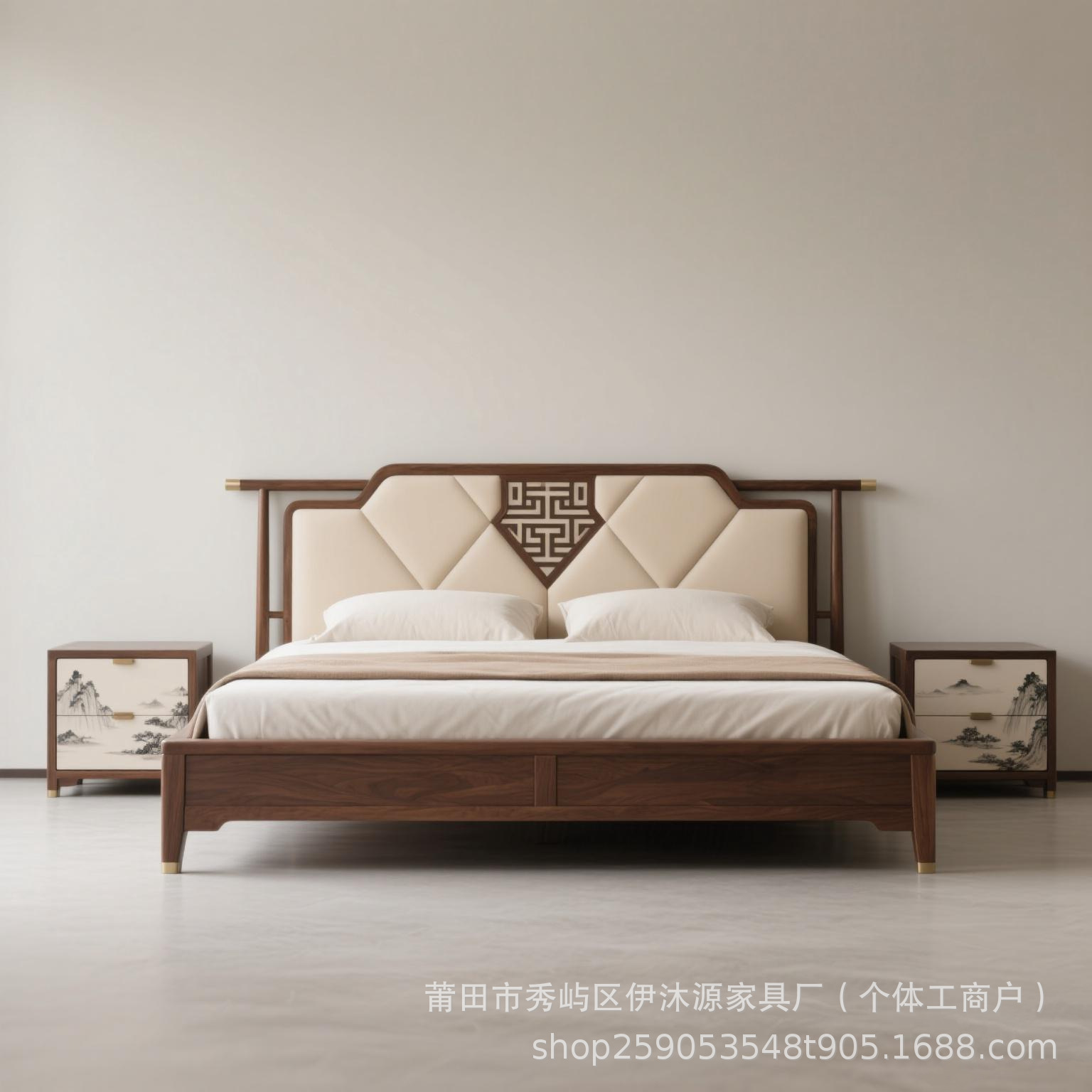 New Chinese Style Solid Wood Bed Master Bedroom Large Bed 1.8m Golden Rosewood Double Bed Song Style Aesthetic Bed Zen B&B Furniture