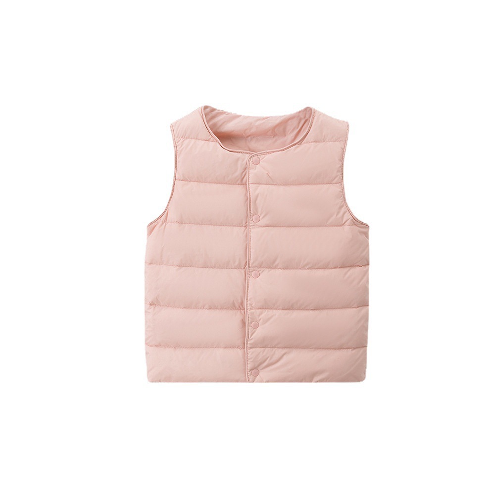 2024 Autumn and Winter Children's down Vest Liner Round Neck Boys and Girls Inner Vest Waistcoat Children's Clothing Medium and Large Children