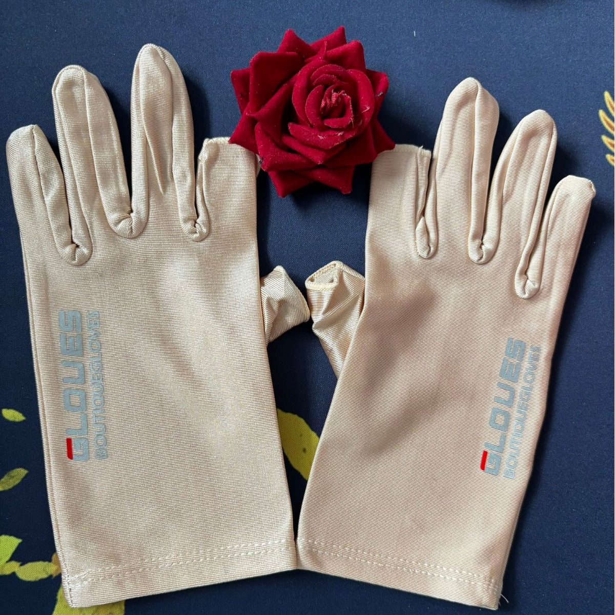 Exposed Two-Fingerprint Sports Logo Men's and Women's Sun Protection Driving Fishing Mobile Phone Cycling Ice Silk Fingerless High Elastic Gloves