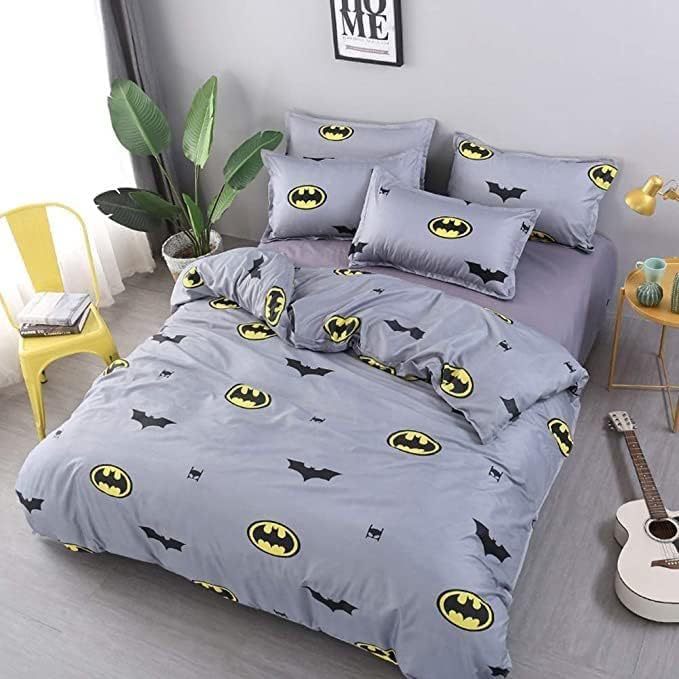 Cross-border bedding foreign trade three or four piece set pillowcase gray monster bat cartoon digital printing Amazon