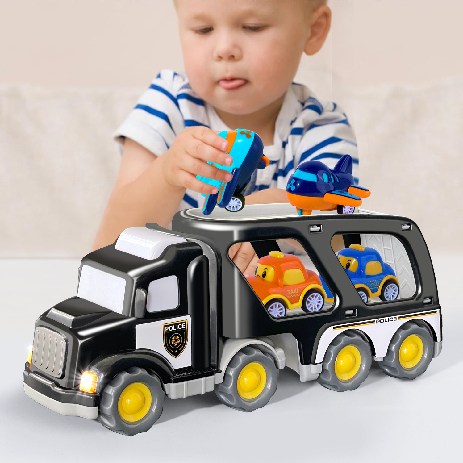 Amazon New Double Layer Inertia Boys Mini Transport Storage Trailer Ice Cream Girls Children Cross Border Toy