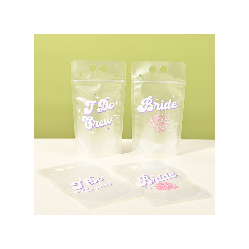 Cross-Border Christmas Beverage Bags Disposable Soy Milk Bags Milk Tea Juice Coffee Packaging Bags Portable Ziplock Bags in Stock