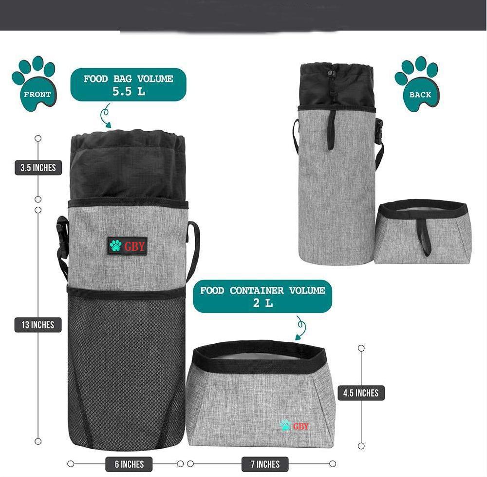 Customized Oxford cloth 2-piece set dog food bag Kettle bag multi-color pet snack storage bag pet training food bag