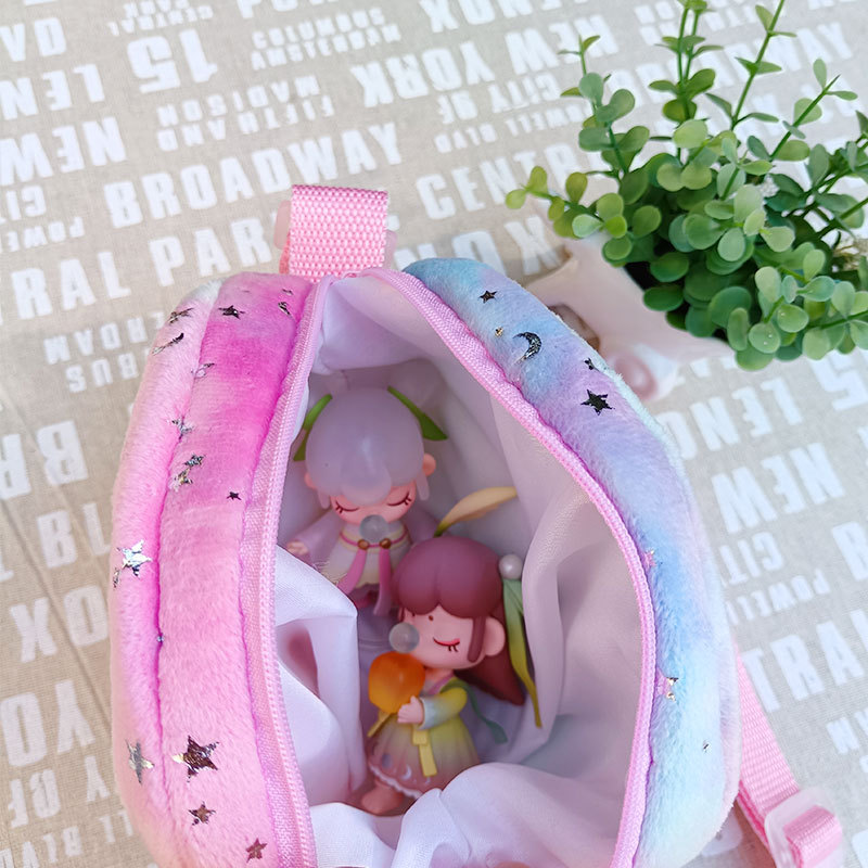 Children's Cartoon Girl Unicorn Personalized Style Colorful Furry Single Shoulder Crossbody Bag Plush Bag Wholesale Burden-Reducing Design