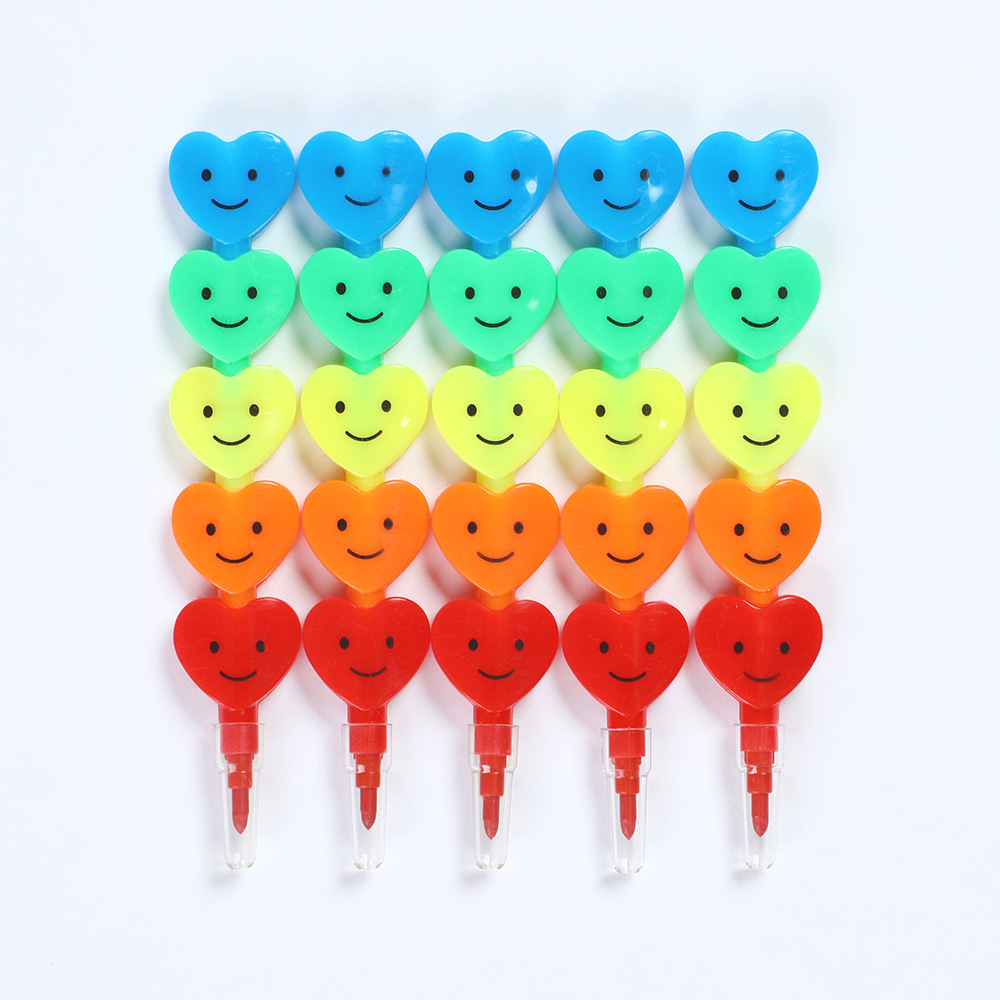 Section 5 Love Pencil Crayon (MYS01) Multi-section Peach Heart Cartoon Pen Funny Expression Pencil