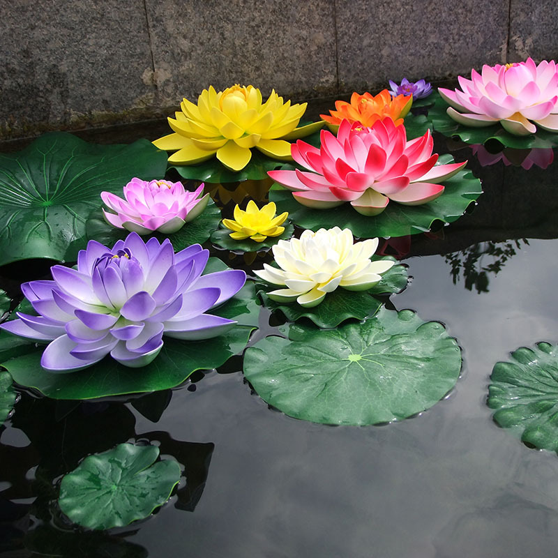 Simulation lotus 10cm water lily fake dance props pool decoration lotus cross-border for fish tank Buddhist temple offerings