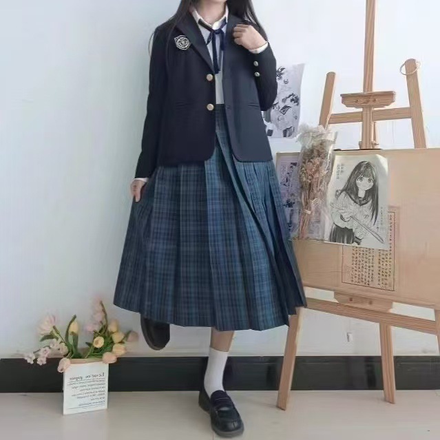 Jk Uniform Student Dress Blue Guru Japanese School Men and Women Can Orthodox Guru Dress Uniform Skirt Blue Guru Seaweed