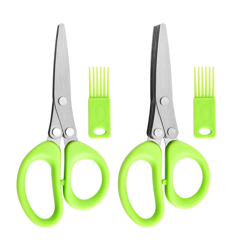 Kitchen scissors stainless steel multi-layer multi-functional chopped green onion scissors three to five layer creative food supplement scissors household vegetable scissors