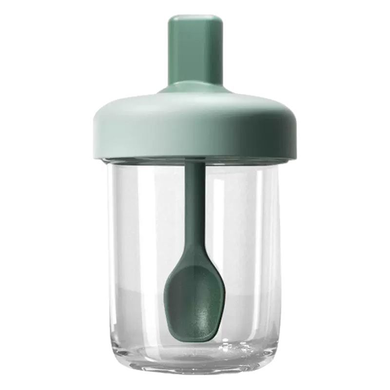 Glass Oatmeal Cup Double Sealed Built-in Silicone Handle Spoon Milk Cup Milkshake Oatmeal Cup Portable Breakfast Cup