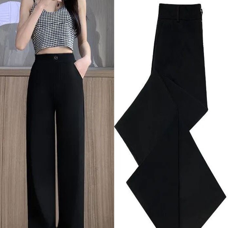 Black Suit Wide-leg Pants Women's Spring and Summer New High Waist Slimming Straight Pants Dosing Loose Casual Pants
