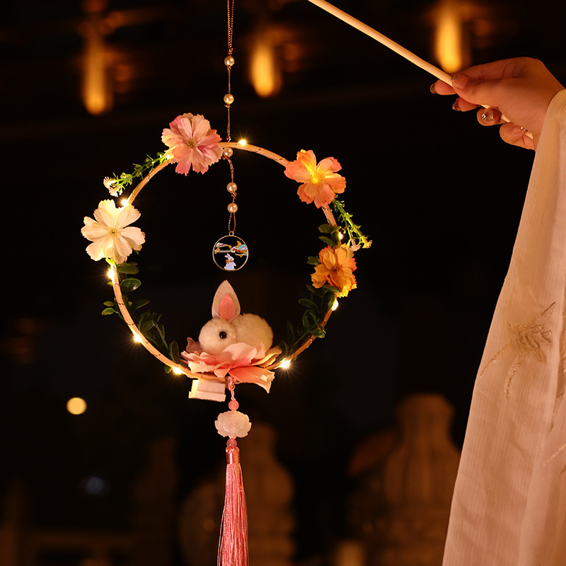 Imitation bamboo inner ring dream catcher net lantern plastic round fan frame accessories skeleton DIY crafts perforated antique lantern