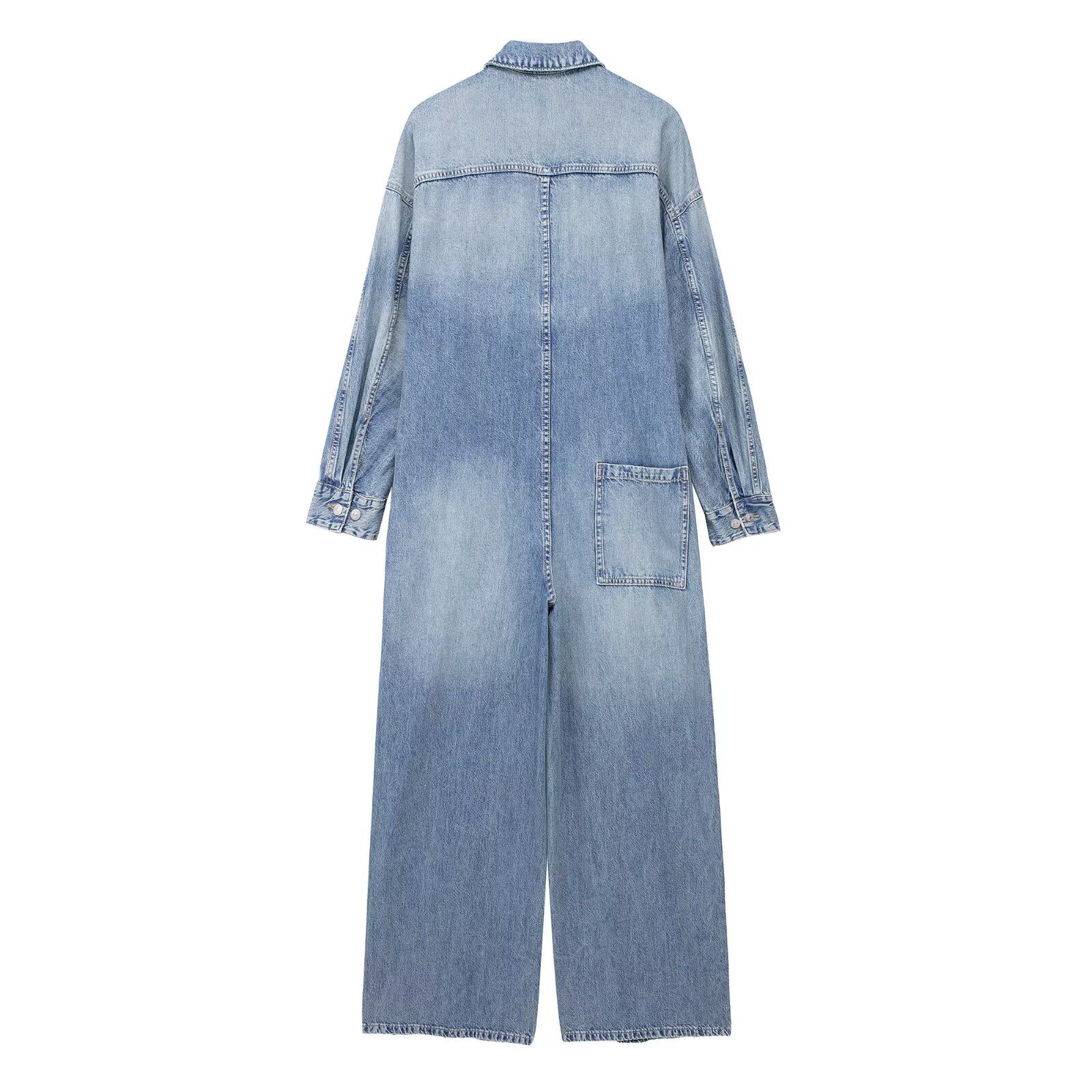 ZR foreign trade wholesale European and American style women's clothing French fashion wide leg long Denim jumpsuit 4365 280 400