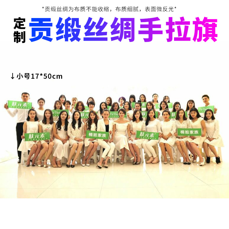 Hand-Pulled Flag Custom Flag Pongee Satin Cloth Automatic Shrinking Retractable Banner Advertising Strip Hand Banner Colorful Double-Sided