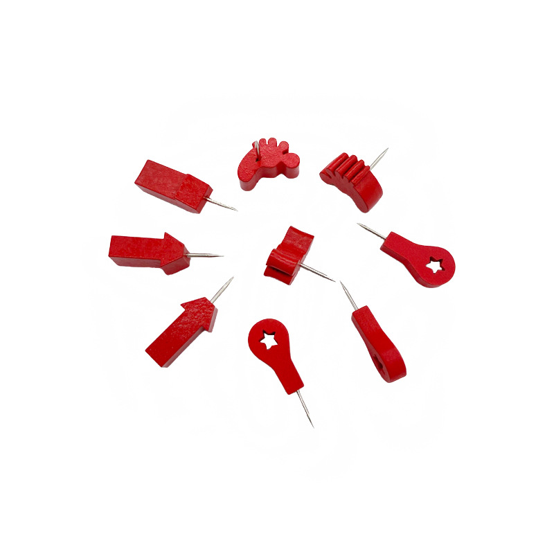 Factory direct sales of various shapes of wooden pushpins wooden I-nails DIY creative nail art fixed tacks