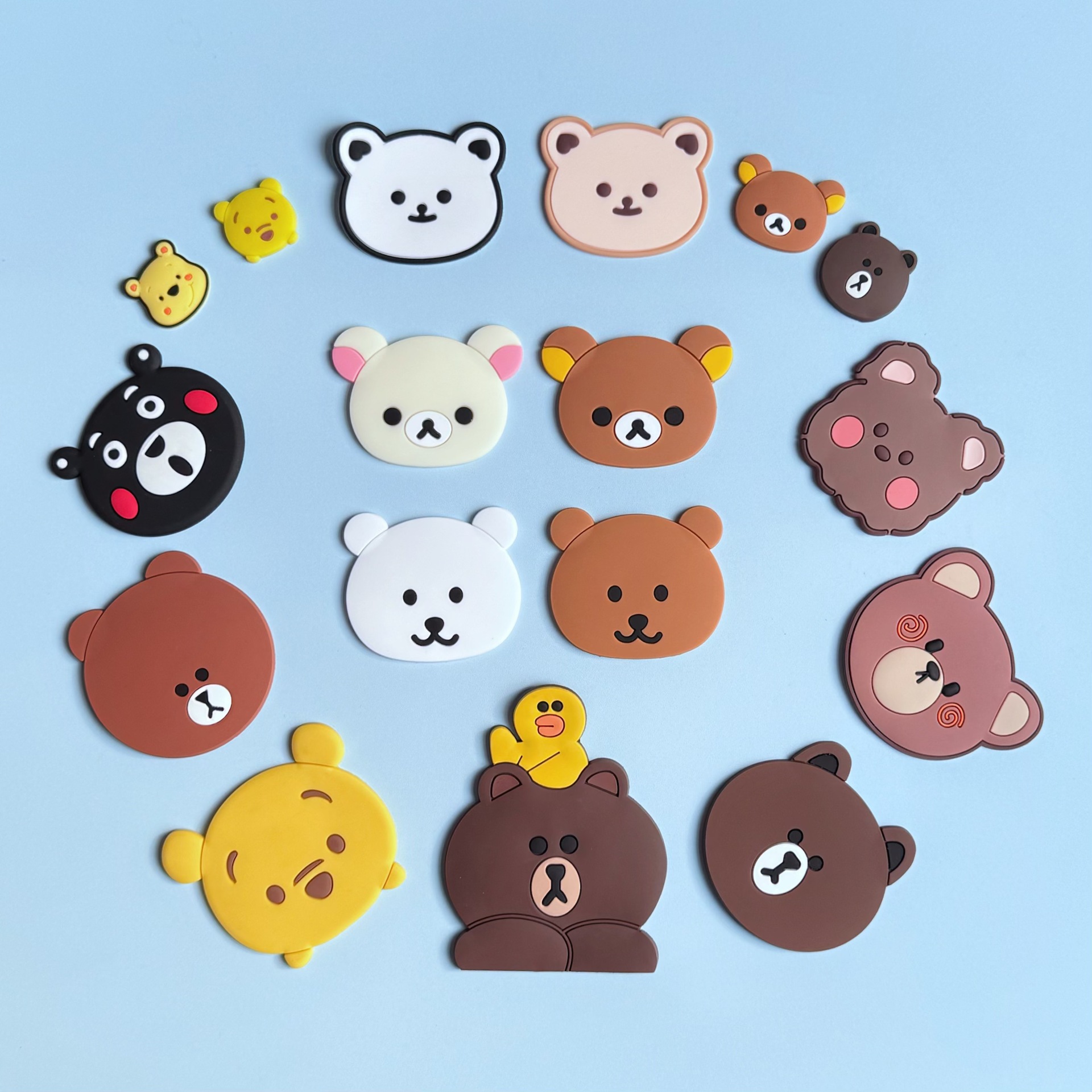 Pvc Soft Glue Patch Handmade DIY Mobile Phone Case Accessories Shoe Flower Mirror Comb Patch Coffee Color Bear Factory Ready Stock