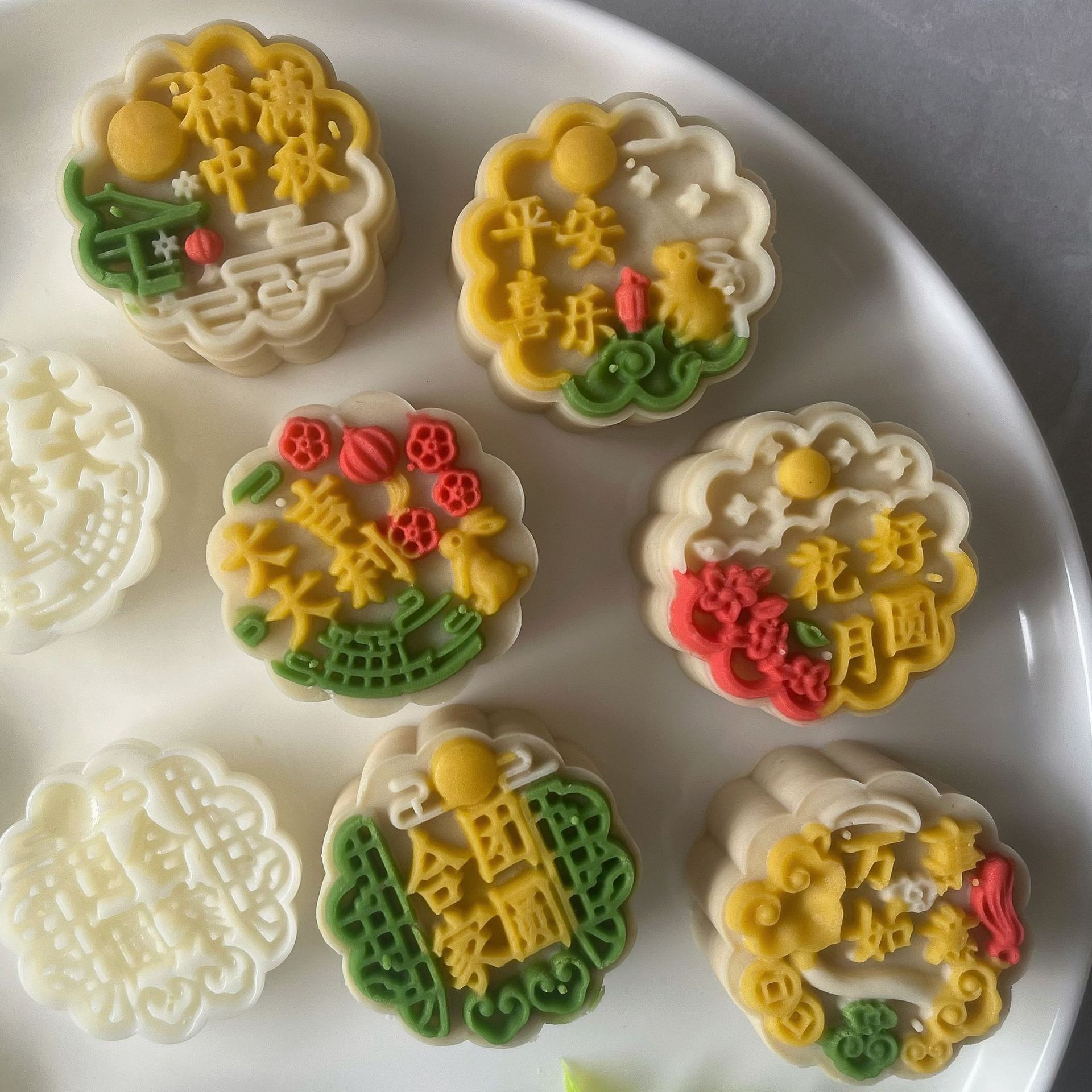 50g round national wind full moon full full mid-autumn festival hand-pressed peach mountain ice skin cantonese moon cake mold suit 2025